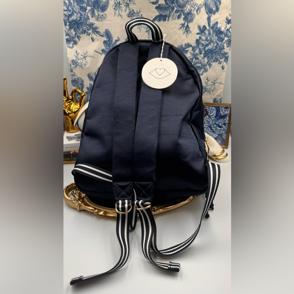 🆕 SEE BY CHLOE 🧿 NWT Cactus and Logo-Embroidered Satin Backpack in Navy - Picture 11 of 15